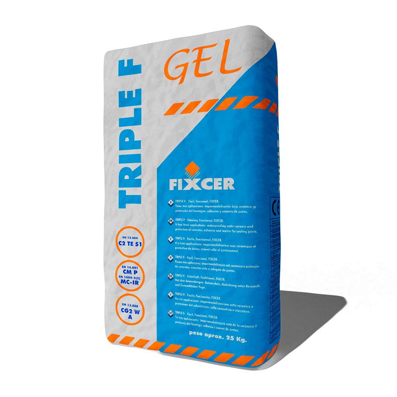 Triple F Gel универсальный состав, используется как гидроизоляция, клей и затирка, цвет серый 25 кг
