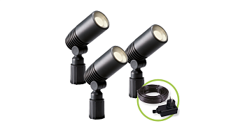 Alder, 3-er Set (2580063)  комплект ландшафтных светильнив, IP44, тип лампы 
LED MR11 12V AC/DC, мощность 3х2 Вт, 120 Lumen, ресурс 10к часов. Тип кабеля SPT-1W(1 м). Материал - пластик.
